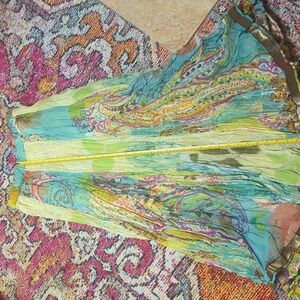 Soft Surroundings Boho Crinkle Pleat Bright Colorful Women's Maxi Skirt Yellow